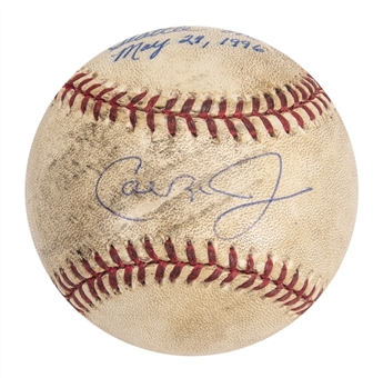 1996 Cal Ripken Jr. Game Used and Signed OAL Budig Baseball Used for Career Home Run #334 on 5/29/96- Set Orioles All Time Home Run Record (Ripken LOA)